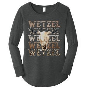 Koe Western Country Music Wetzel Bull Skull Women's Perfect Tri Tunic Long Sleeve Shirt