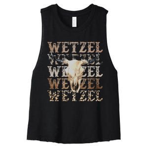 Koe Western Country Music Wetzel Bull Skull Women's Racerback Cropped Tank