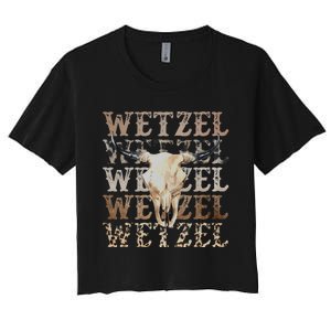 Koe Western Country Music Wetzel Bull Skull Women's Crop Top Tee