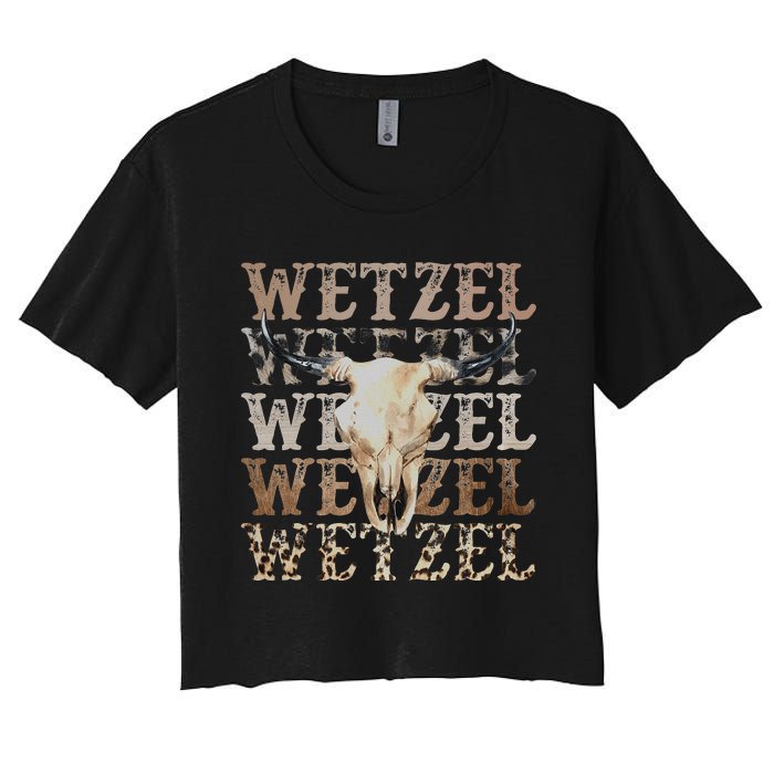 Koe Western Country Music Wetzel Bull Skull Women's Crop Top Tee