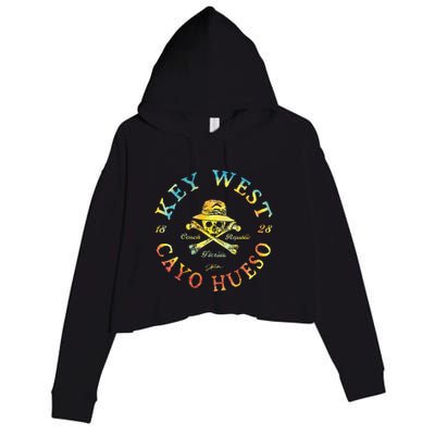 Key West Cayo Hueso Fl Jolly Roger Crop Fleece Hoodie