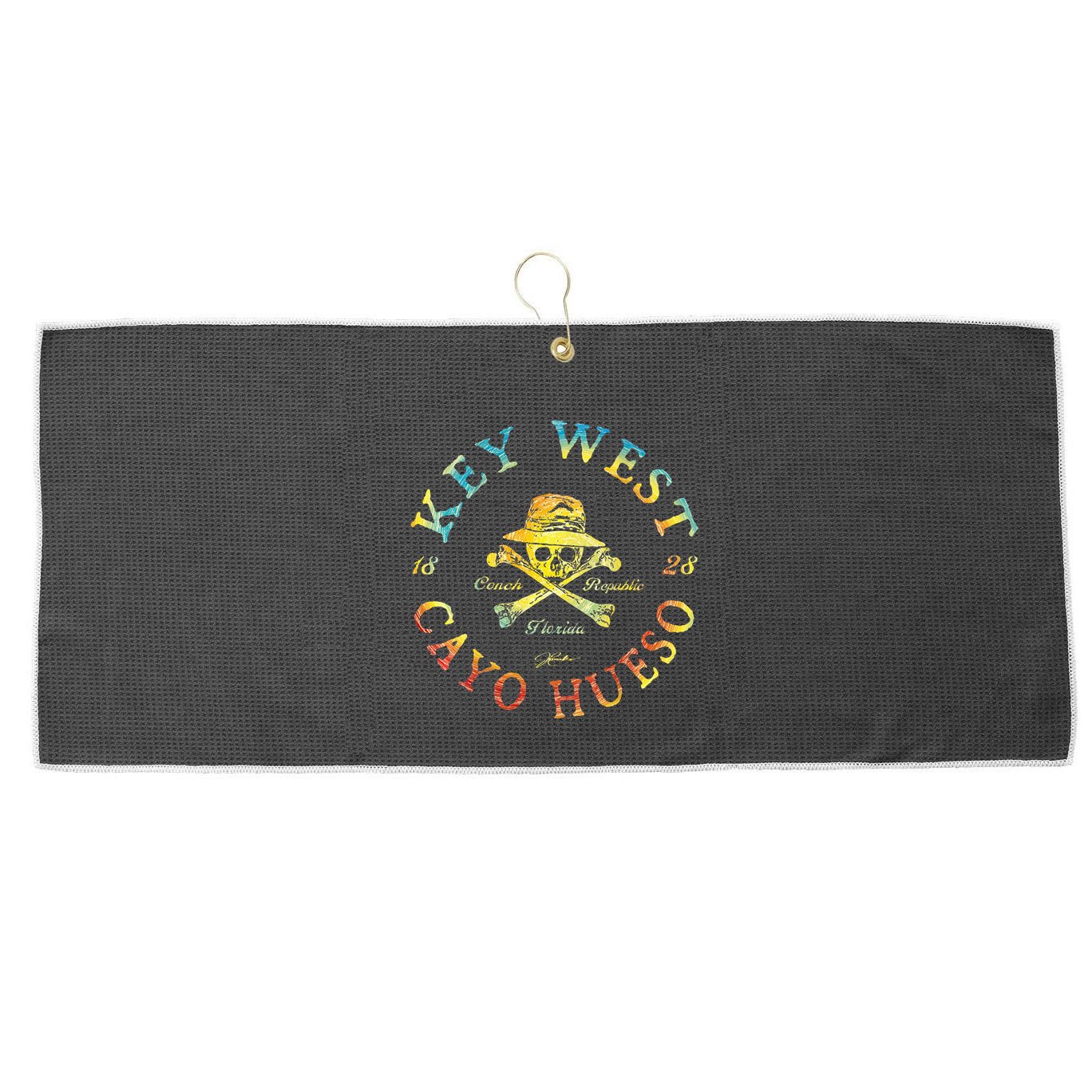 Key West Cayo Hueso Fl Jolly Roger Large Microfiber Waffle Golf Towel