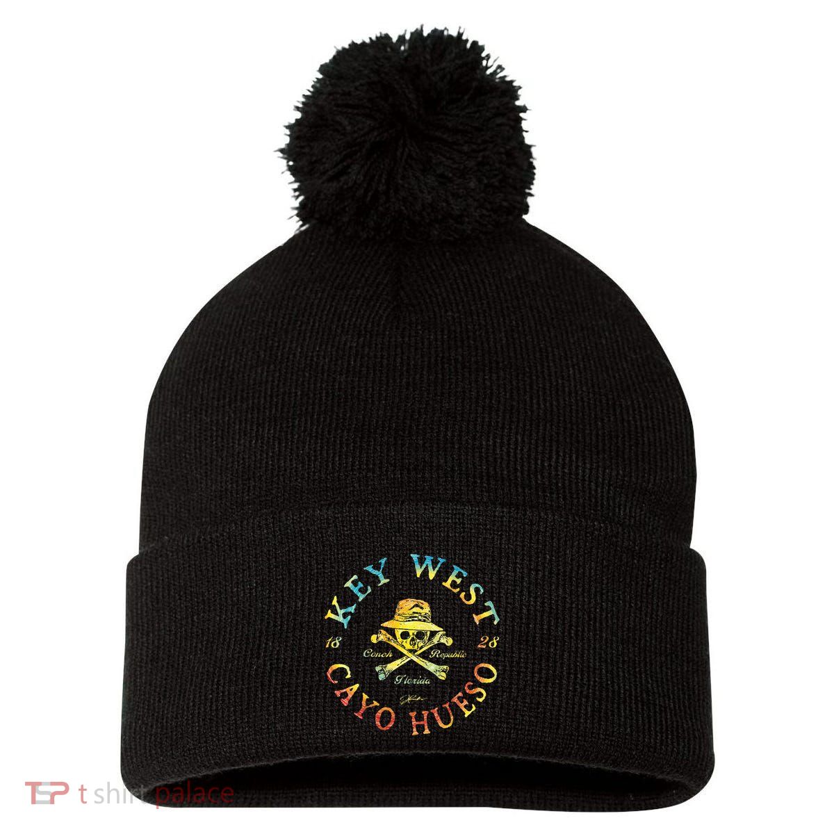 Key West Cayo Hueso Fl Jolly Roger Pom Pom 12in Knit Beanie