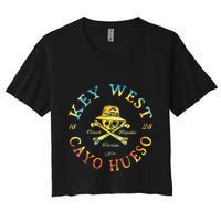Key West Cayo Hueso Fl Jolly Roger Women's Crop Top Tee