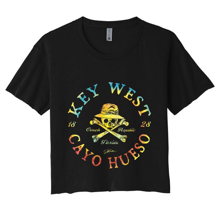 Key West Cayo Hueso Fl Jolly Roger Women's Crop Top Tee