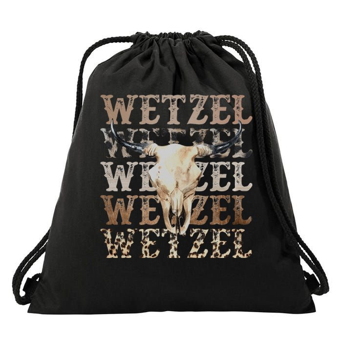 Koe Western Country Music Wetzel Bull Skull Drawstring Bag