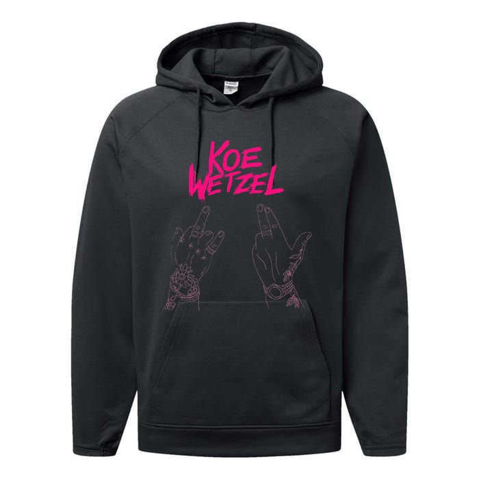 koe western country music wetzel bull skull Performance Fleece Hoodie