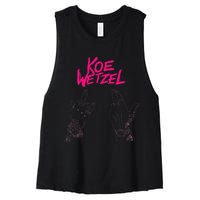 koe western country music wetzel bull skull Women's Racerback Cropped Tank