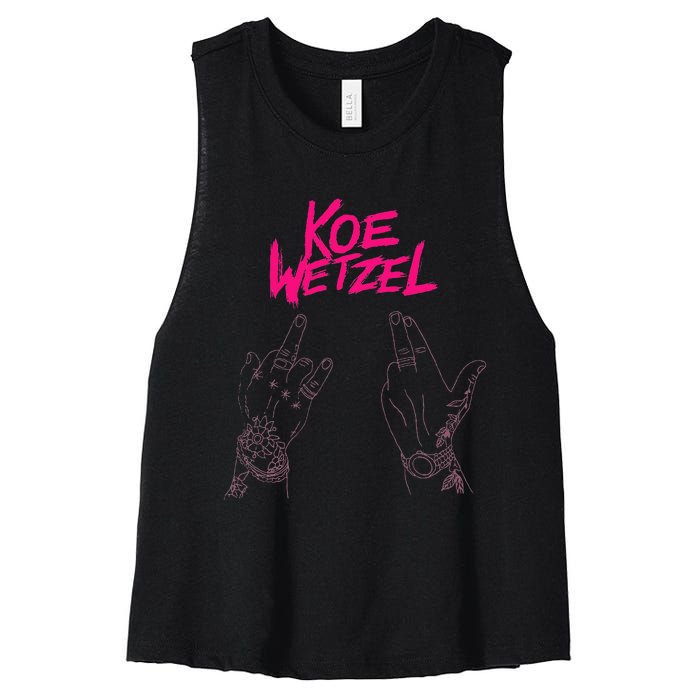 koe western country music wetzel bull skull Women's Racerback Cropped Tank