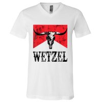 Koe Western Country Music Wetzel Bull Skull V-Neck T-Shirt