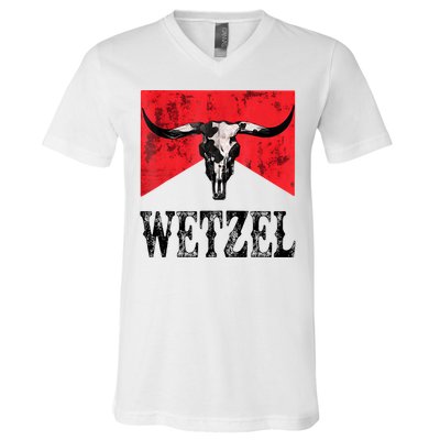 Koe Western Country Music Wetzel Bull Skull V-Neck T-Shirt