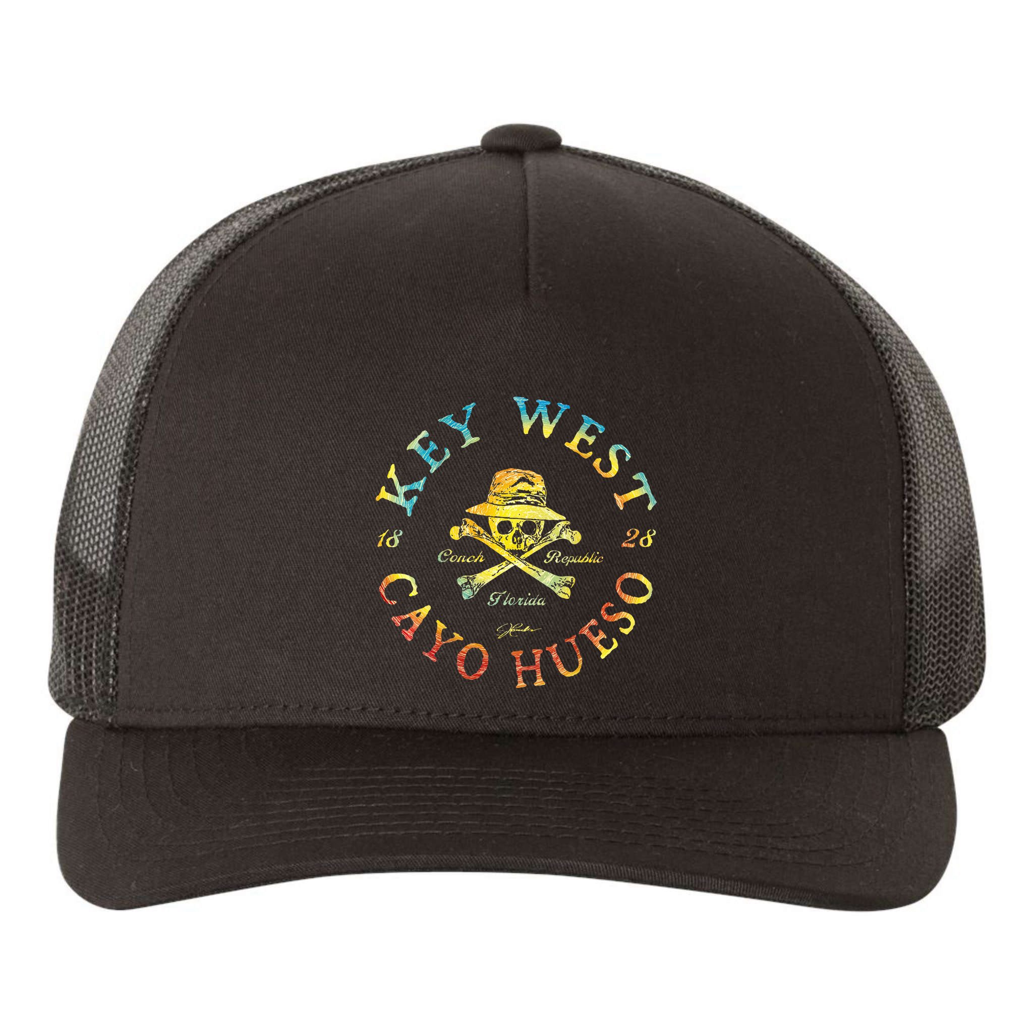 Key West (Cayo Hueso) Fl Jolly Roger Yupoong Adult 5-Panel Trucker Hat