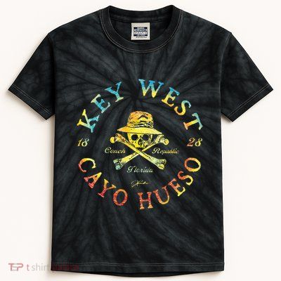 Key West (Cayo Hueso) Fl Jolly Roger Kids Tie-Dye T-Shirt