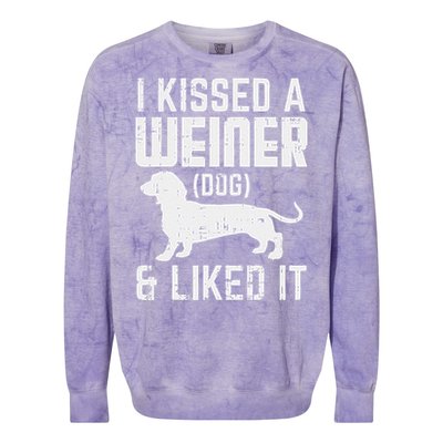 Kissed Weiner Dog I Liked It Funny Animal Pet Dachshund Gift Colorblast Crewneck Sweatshirt