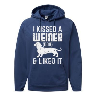 Kissed Weiner Dog I Liked It Funny Animal Pet Dachshund Gift Performance Fleece Hoodie