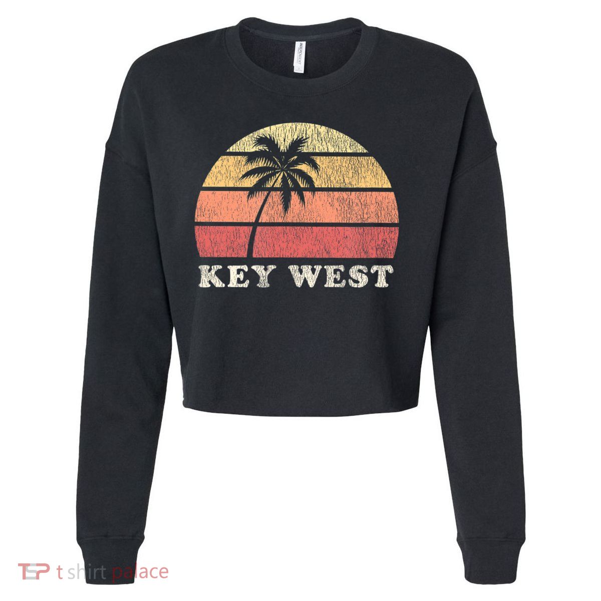 Key West Fl Vintage 70s Retro Cropped Pullover Crew