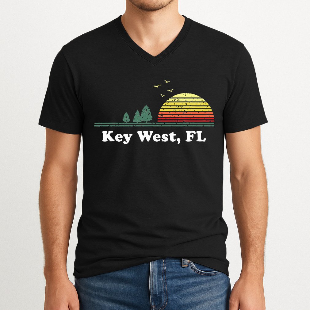 Key West Florida Home Souvenir Print V-Neck T-Shirt