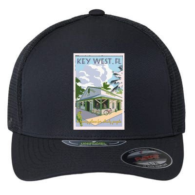 Key West Florida Vintage Travel Poster Flexfit Unipanel Trucker Cap