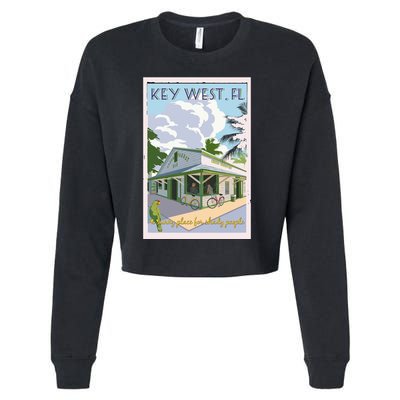 Key West Florida Vintage Travel Poster Cropped Pullover Crew