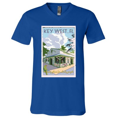Key West Florida Vintage Travel Poster V-Neck T-Shirt