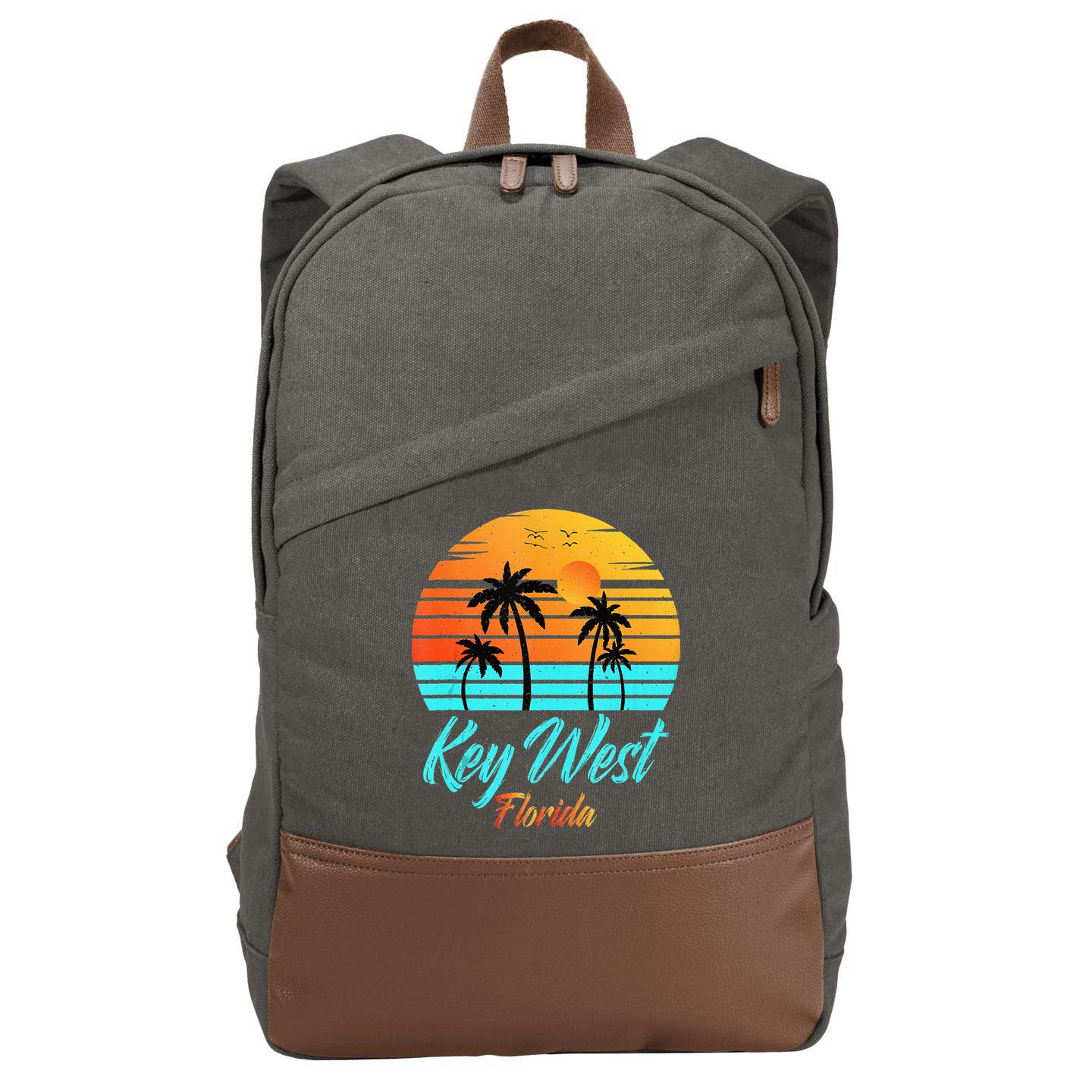 Key West Florida Travel Vacation Getaway Cruise Cotton Canvas Backpack