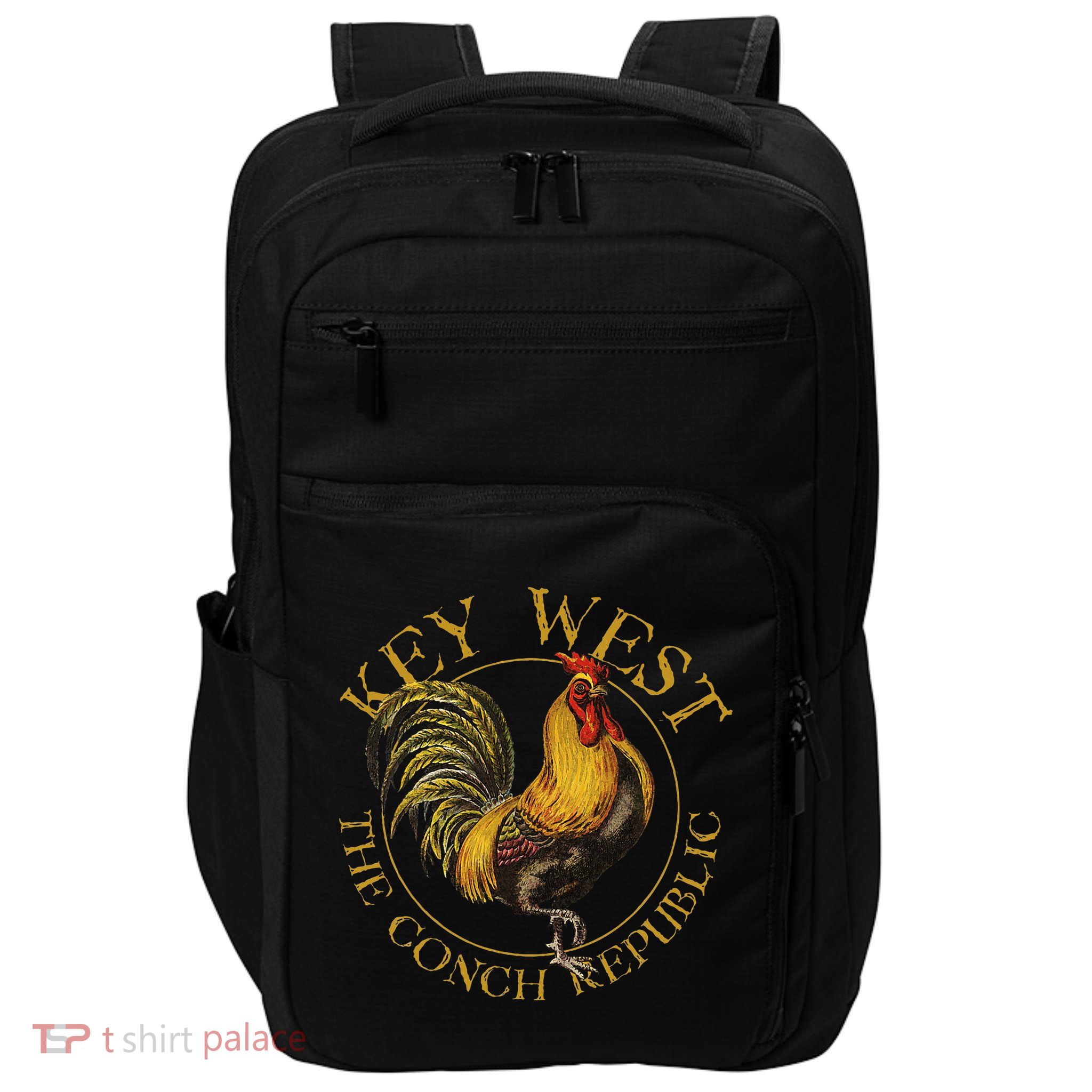 Key West Florida Vintage Rooster Design Souvenir Impact Tech Backpack