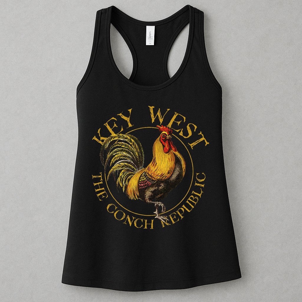 Key West Florida Vintage Rooster Design Souvenir Womens Tank Top