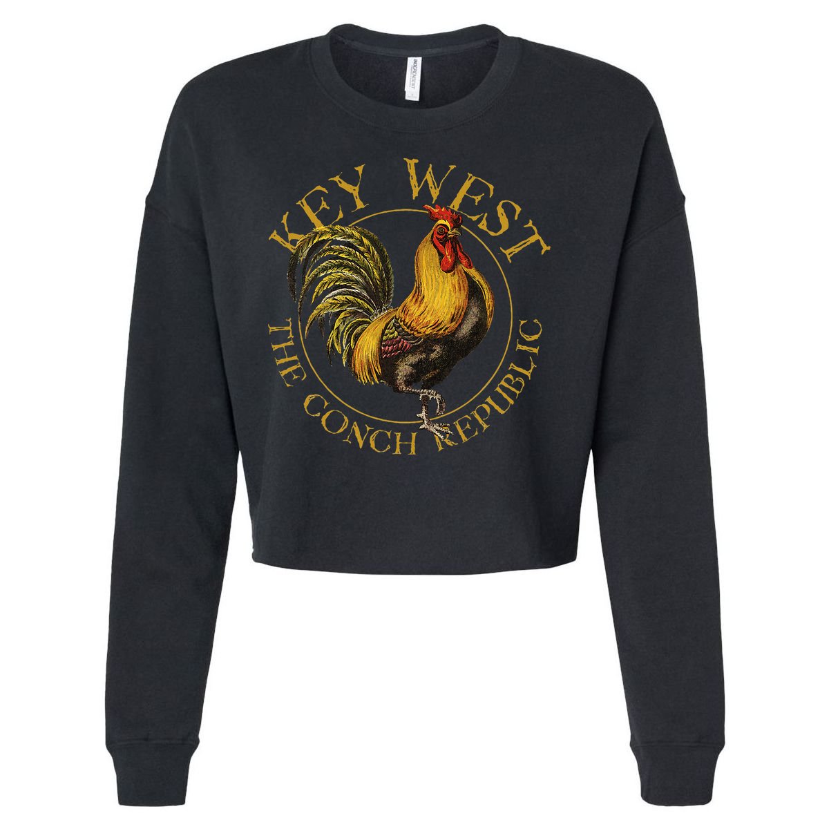 Key West Florida Vintage Rooster Design Souvenir Cropped Pullover Crew