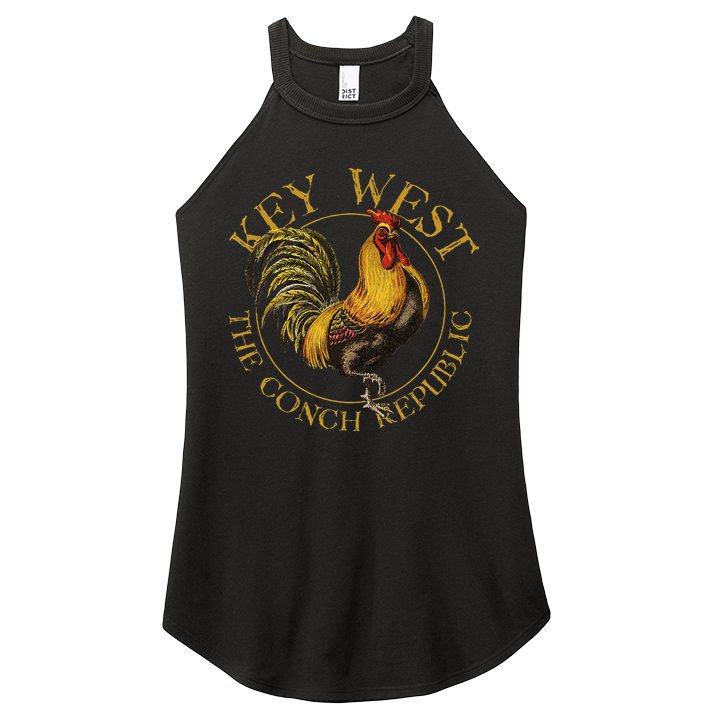 Key West Florida Vintage Rooster Design Souvenir Women's Perfect Tri Rocker Tank