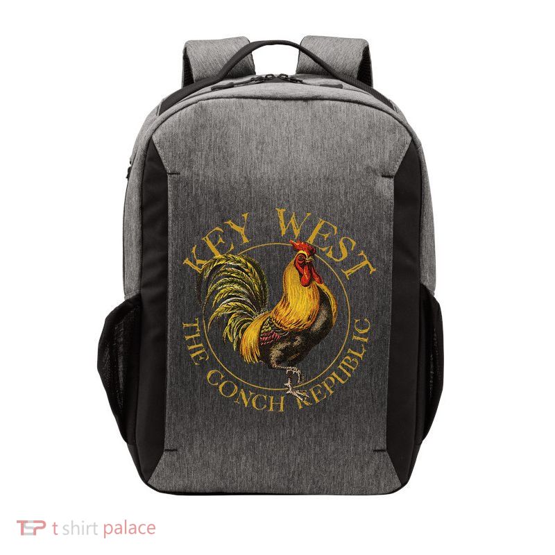 Key West Florida Vintage Rooster Design Souvenir Vector Backpack