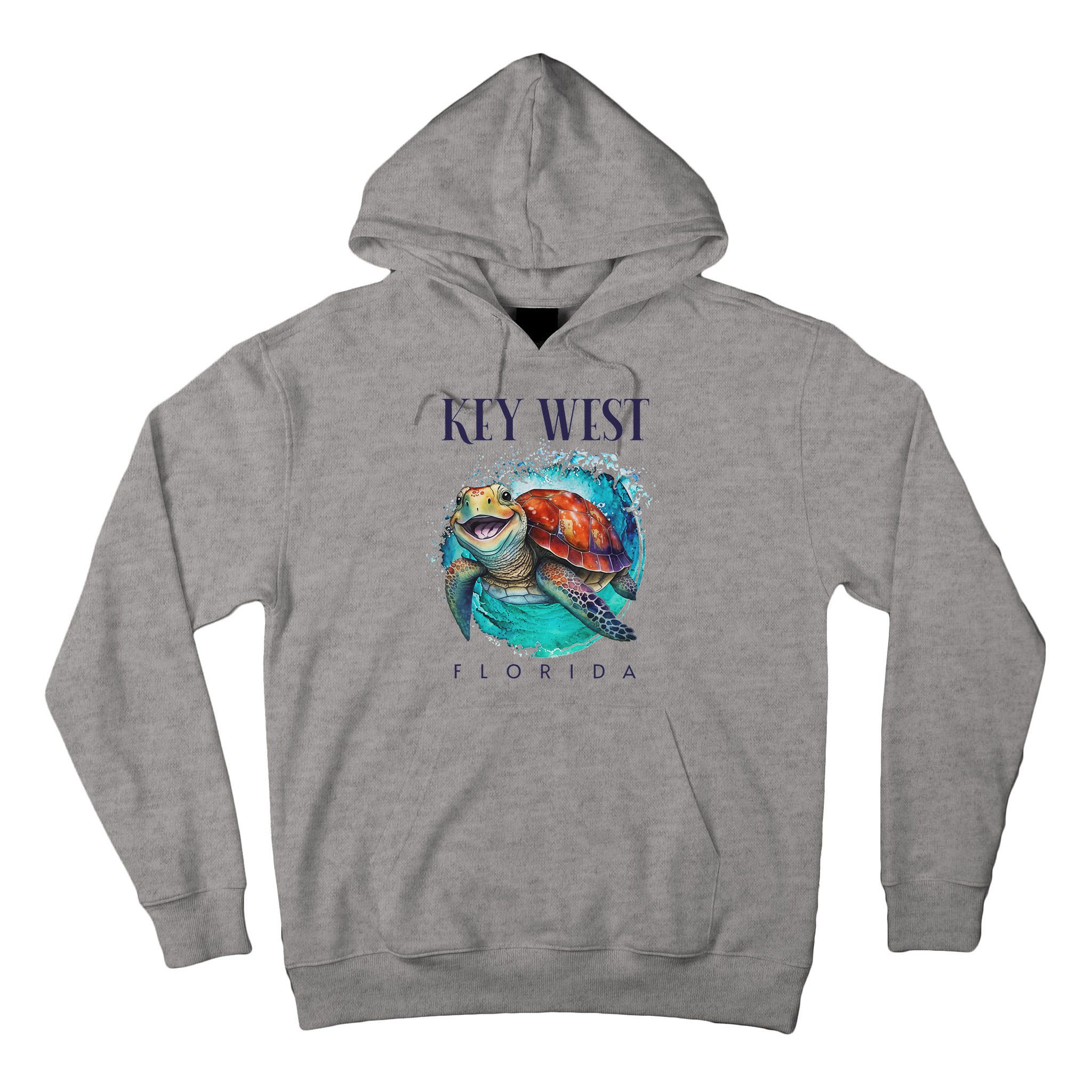 Key West Florida Watercolor Happy Sea Turtle Tall Hoodie
