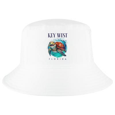 Key West Florida Watercolor Happy Sea Turtle Cool Comfort Performance Bucket Hat