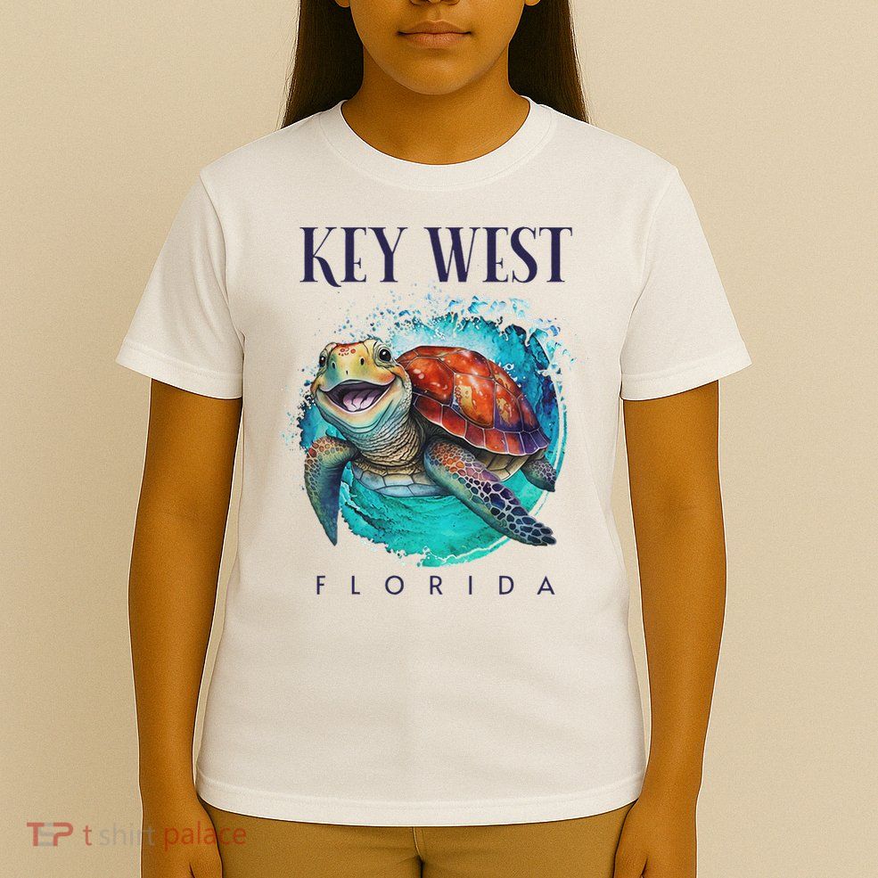 Key West Florida Watercolor Happy Sea Turtle T-Shirt