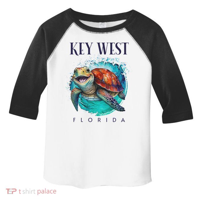 Key West Florida Watercolor Happy Sea Turtle Toddler Fine Jersey T-Shirt