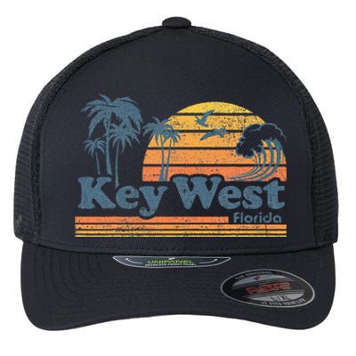 Key West Florida Beach Vintage Spring Break Vacation Retro Flexfit Unipanel Trucker Cap