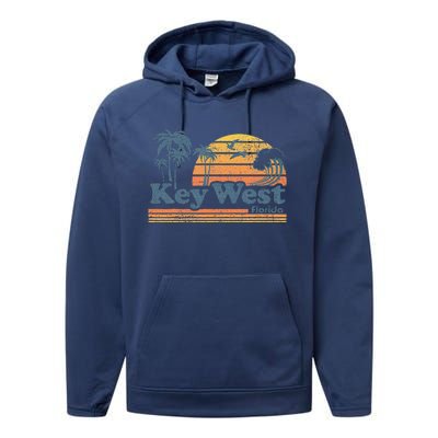 Key West Florida Beach Vintage Spring Break Vacation Retro Performance Fleece Hoodie