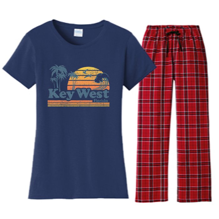 Key West Florida Beach Vintage Spring Break Vacation Retro Women's Flannel Pajama Set