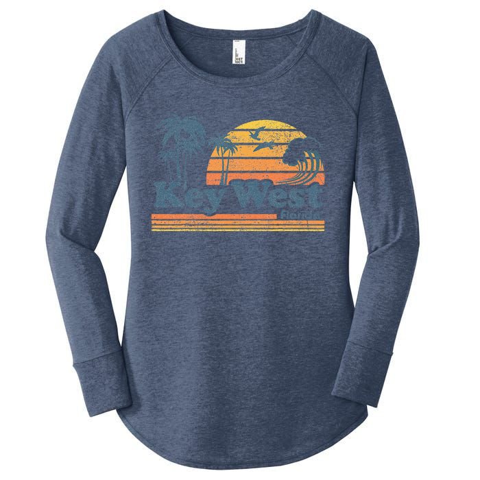 Key West Florida Beach Vintage Spring Break Vacation Retro Women's Perfect Tri Tunic Long Sleeve Shirt