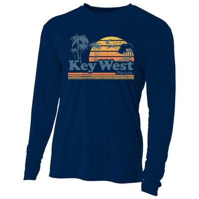 Key West Florida Beach Vintage Spring Break Vacation Retro Cooling Performance Long Sleeve Crew