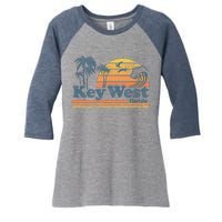 Key West Florida Beach Vintage Spring Break Vacation Retro Women's Tri-Blend 3/4-Sleeve Raglan Shirt