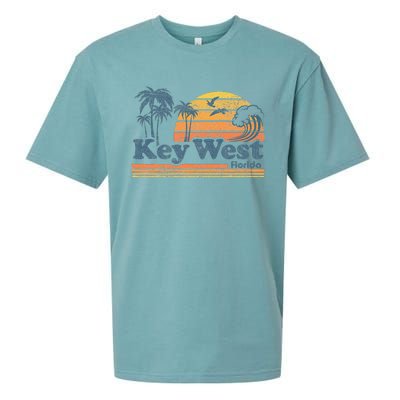 Key West Florida Beach Vintage Spring Break Vacation Retro Sueded Cloud Jersey T-Shirt