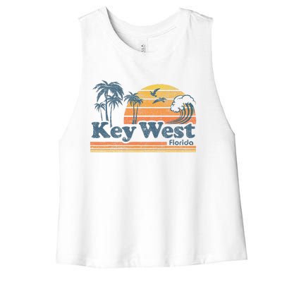 Key West Florida Beach Vintage Spring Break Vacation Retro Women's Racerback Cropped Tank