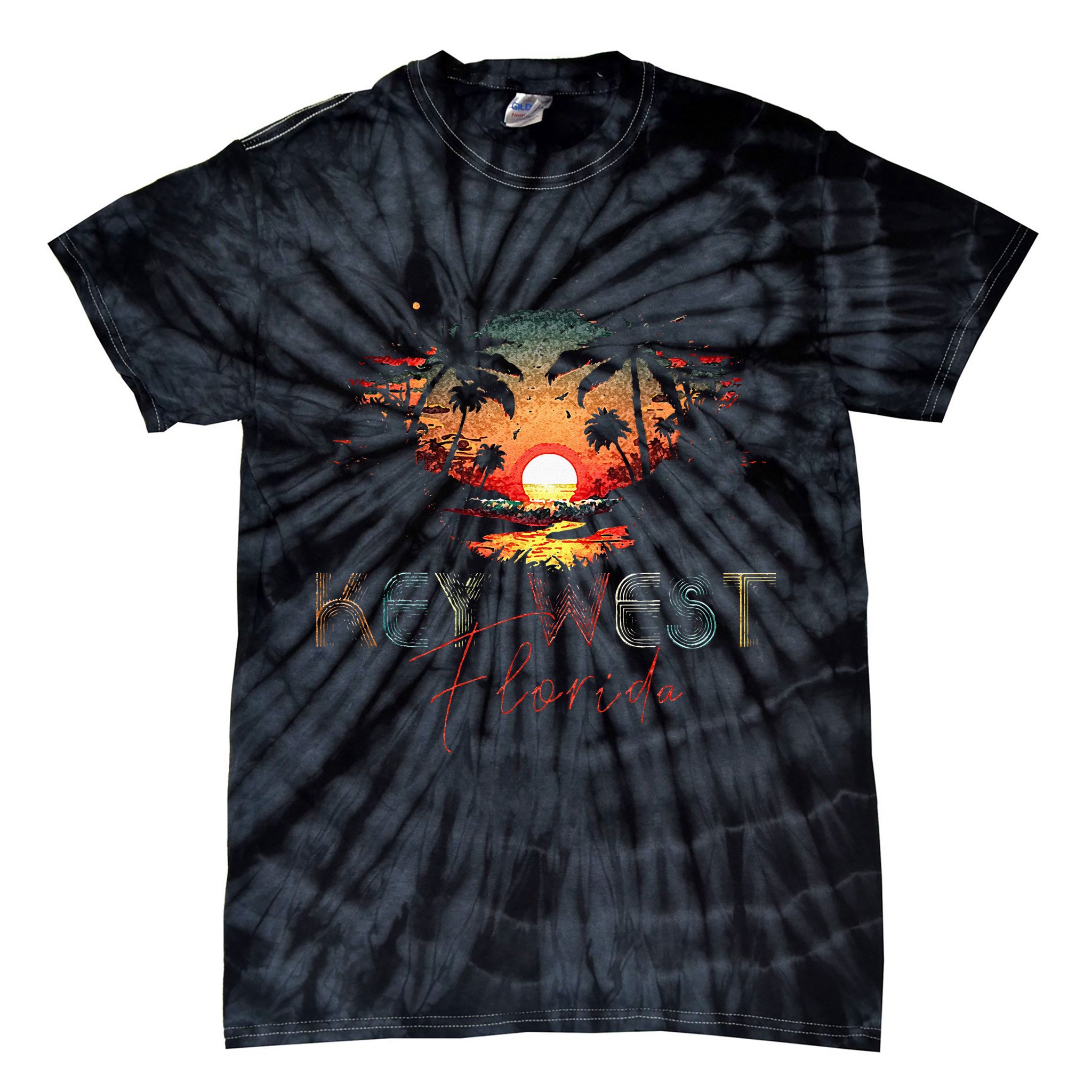 KEY WEST Florida Vintage Retro Sunset Beach Men Women Gifts Tie-Dye T-Shirt
