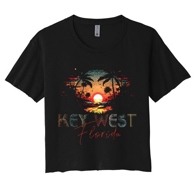 KEY WEST Florida Vintage Retro Sunset Beach Men Women Gifts Crop Top