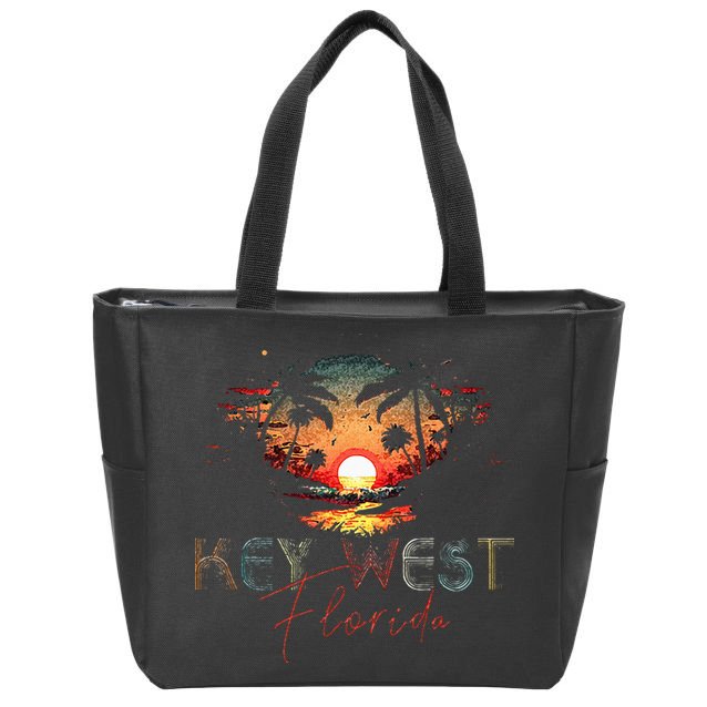 KEY WEST Florida Vintage Retro Sunset Beach Men Women Gifts Zip Tote Bag
