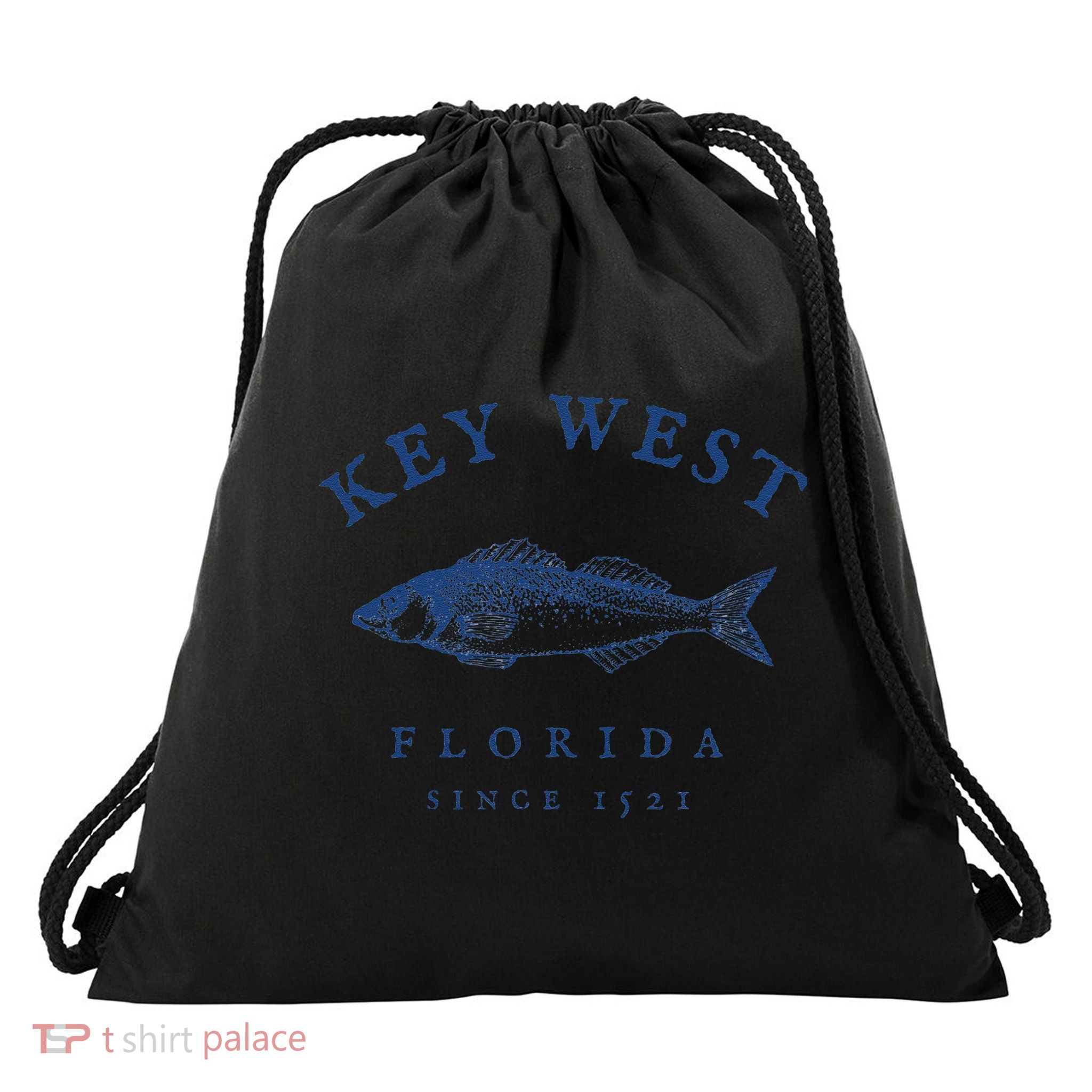 Key West Florida Vintage Fishing Drawstring Bag