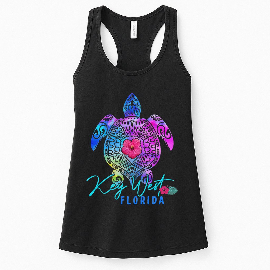 Key West Florida Tie Dye Sea Turtle Vacation 2023 Womens Tank Top