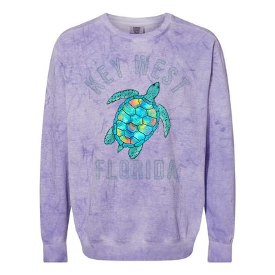 Key West Florida Sea Turtle Colorblast Crewneck Sweatshirt