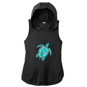 Key West Florida Sea Turtle Ladies PosiCharge Tri-Blend Wicking Draft Hoodie Tank