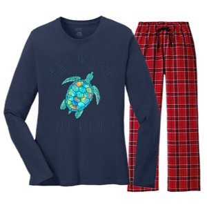 Key West Florida Sea Turtle Women's Long Sleeve Flannel Pajama Set 